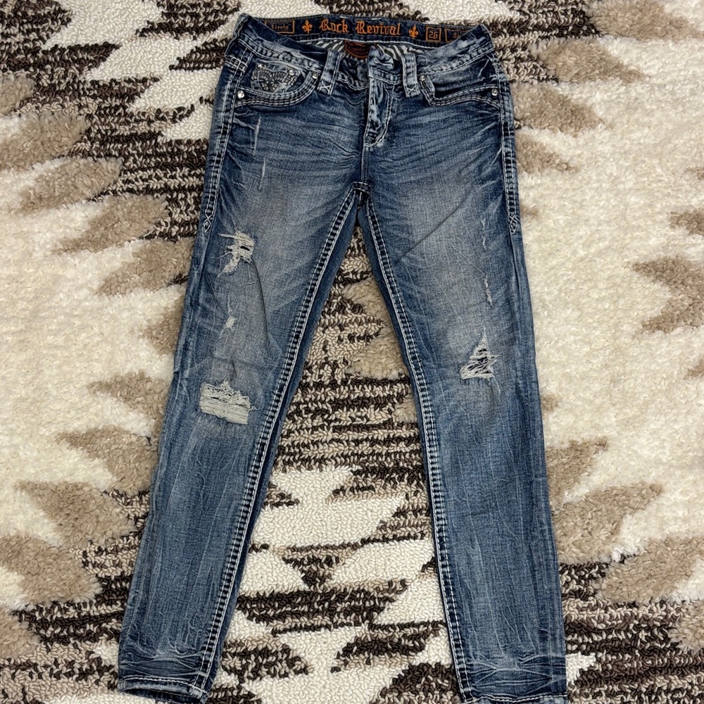 Rock Revival Distressed Blue Skinny Jeans